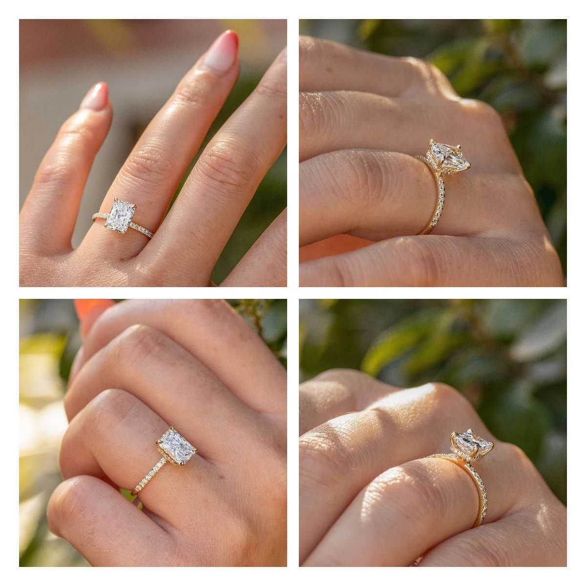 New 925 Sterling Silver 2.5cts 18K Gold Stone Ladies Engagement Wedding Ring Set Custom Women Diamond Jewelry Moissanite Ring