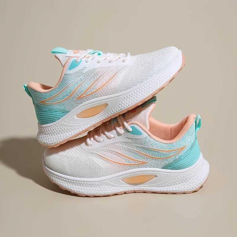 Spring Women New Mesh Lightweight Sports Breath Lace Up Fitness Comfortable Thick Soled Casual Running Shoes Tenis MasculinoC250304