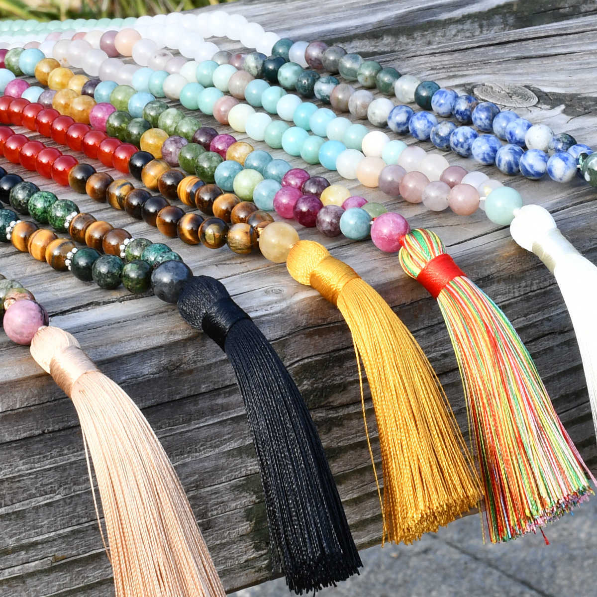 Pendant Necklaces Bohemian tassel long sweater chain womens high-end feeling tourmaline natural stone bead long necklace H25219