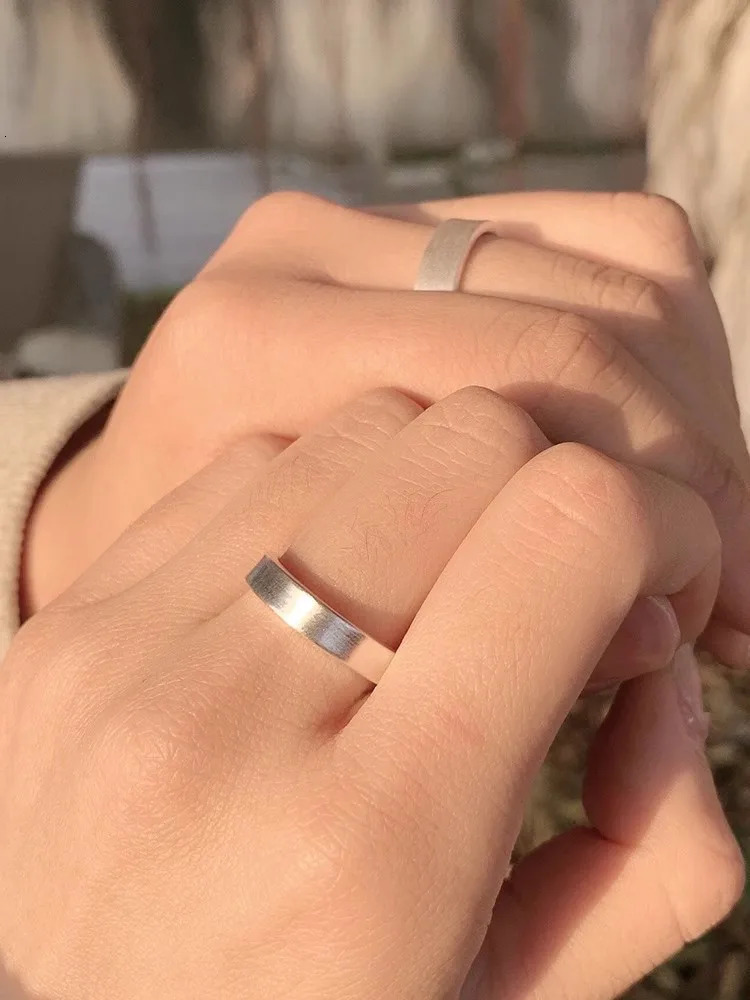 Lovers Fine Jewelry 999 Sterling Silver Ring Women Men Adjustable Vintage Classic Plain Ring Couple Rings 250213