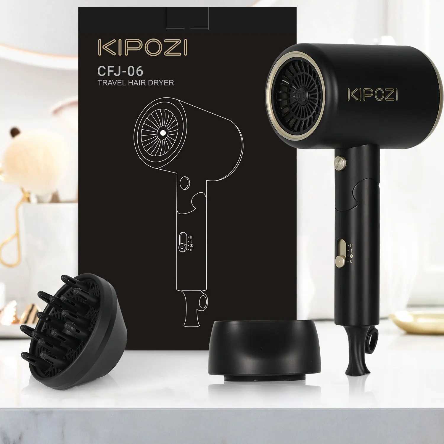 KIPOZI Folding Hairdry 875W Low Noise Constant Temperature Quick Drying Suitable For Home Travel Hair Dryer Dormitory Blow Three W250220