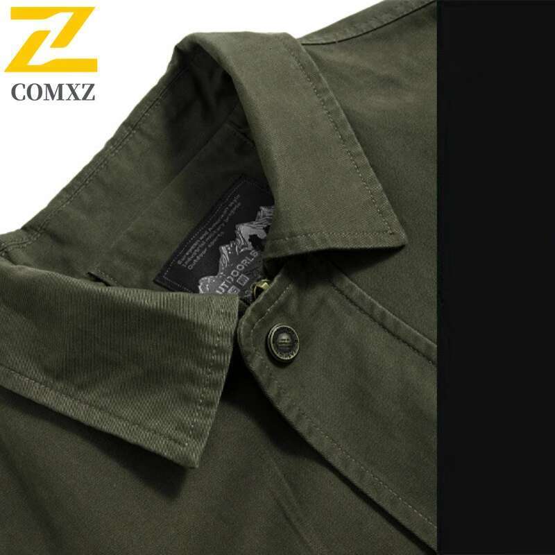 Men's Multi-Pocket Work Jacket, 2025 Cotton, Reverse Windshield Coat, Casual Jackets, Hiking, Outdoor Camping, Men's Fashion, Autumn, 100%