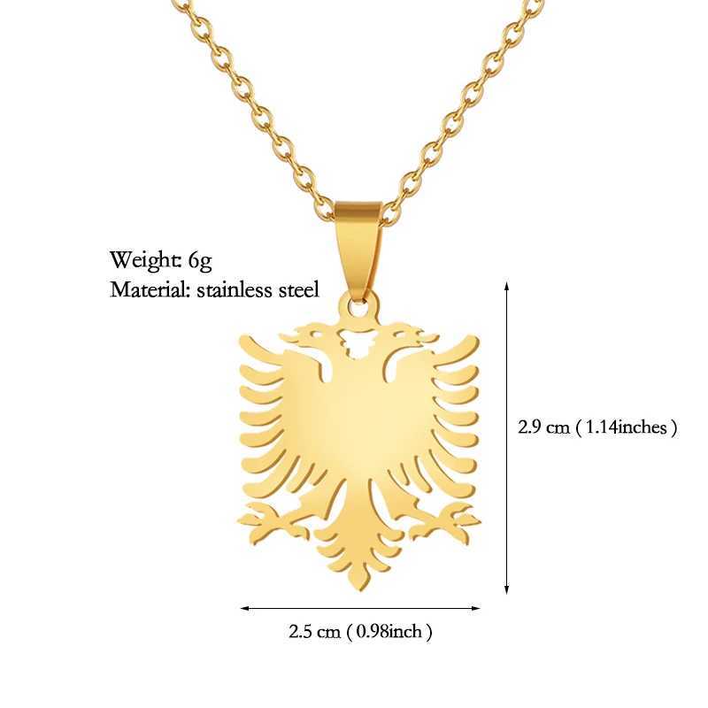 Fashion Albania Pendant Necklace for Women Men Gold/Silver Color Party Engagement Annivers Stainl Steel Jewelry GiftsXJ250219