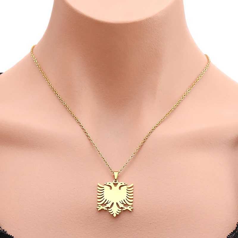 Fashion Albania Pendant Necklace for Women Men Gold/Silver Color Party Engagement Annivers Stainl Steel Jewelry GiftsXJ250219