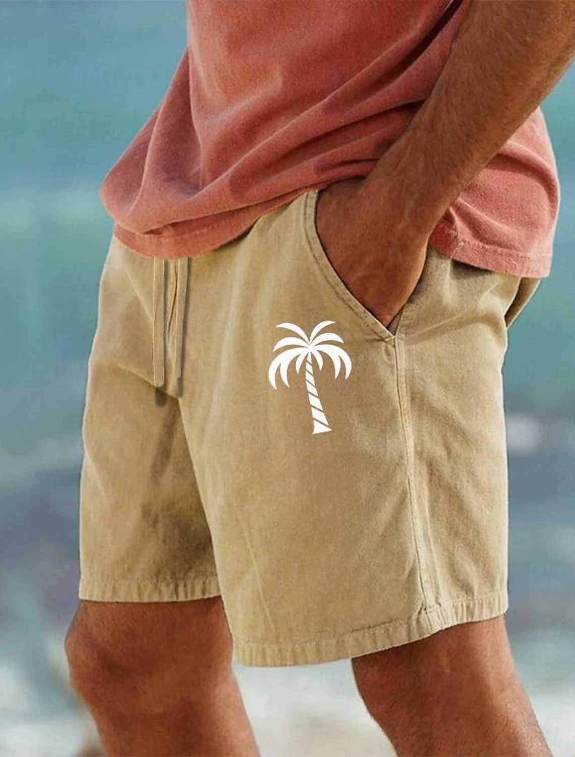 2024 Mens Coconut Tree 3D Printed Shorts Mens Summer Breathable Vintage Shorts Fitness Street Shorts Mens Clothing Mens X250220