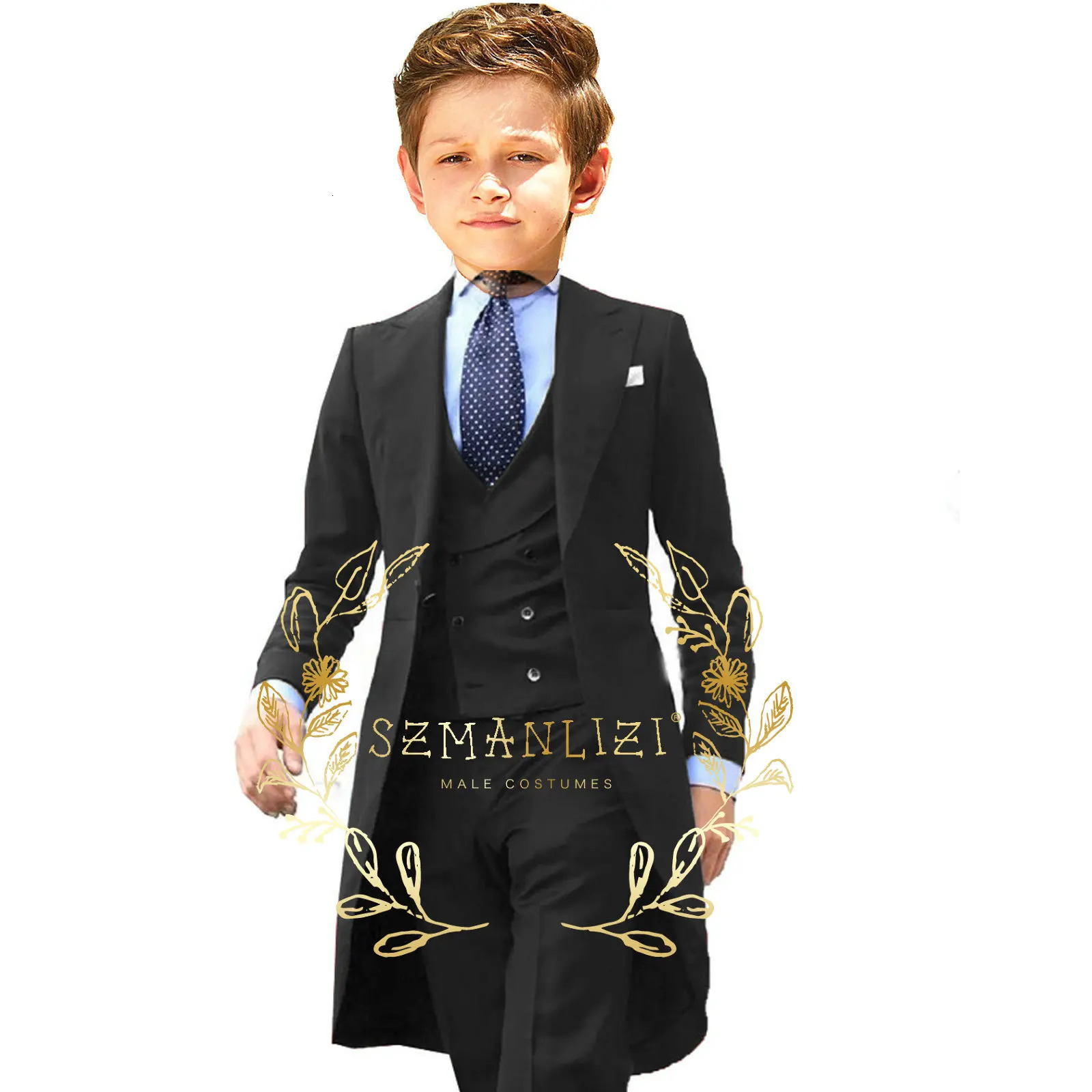Formal Royal Blue Boys Suit 3 Piece Party Wedding Tuxedo Child Jacket Pants Vest Custom Made Kids Costume 3-16 Years Old 250219