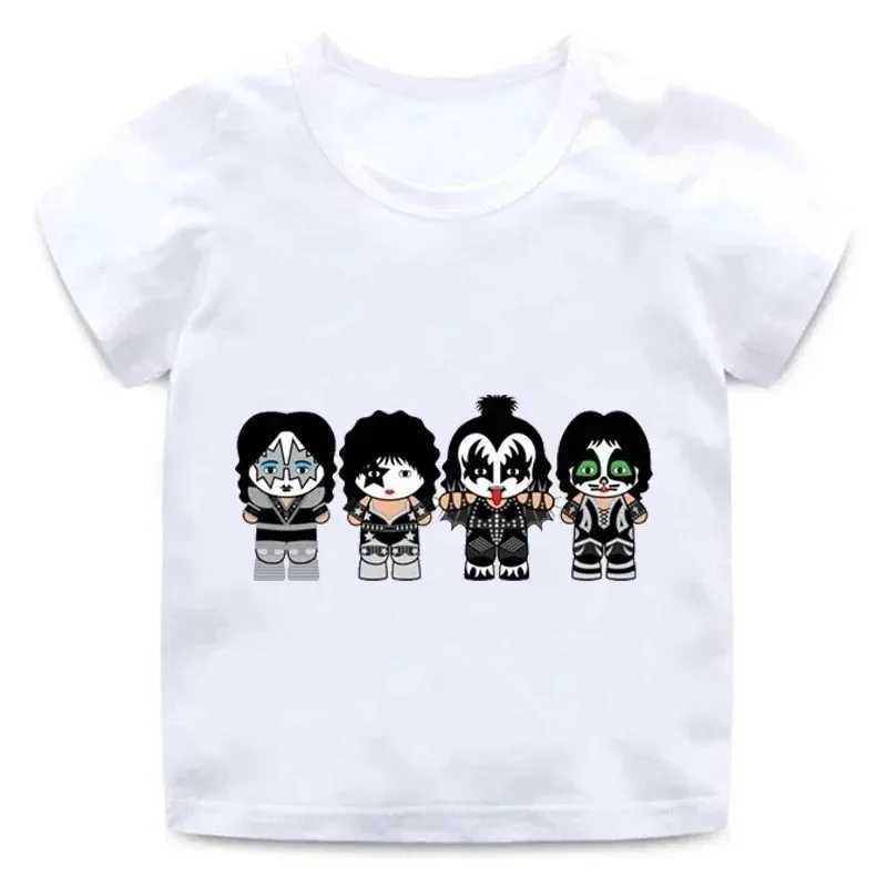 T-shirts Summer Kids T-Shirt Boys Graphic T-Shirt New Fan Kiss Rock Band Printed Kids Short Sleeve T-Shirt Kawaii Clothing H250220