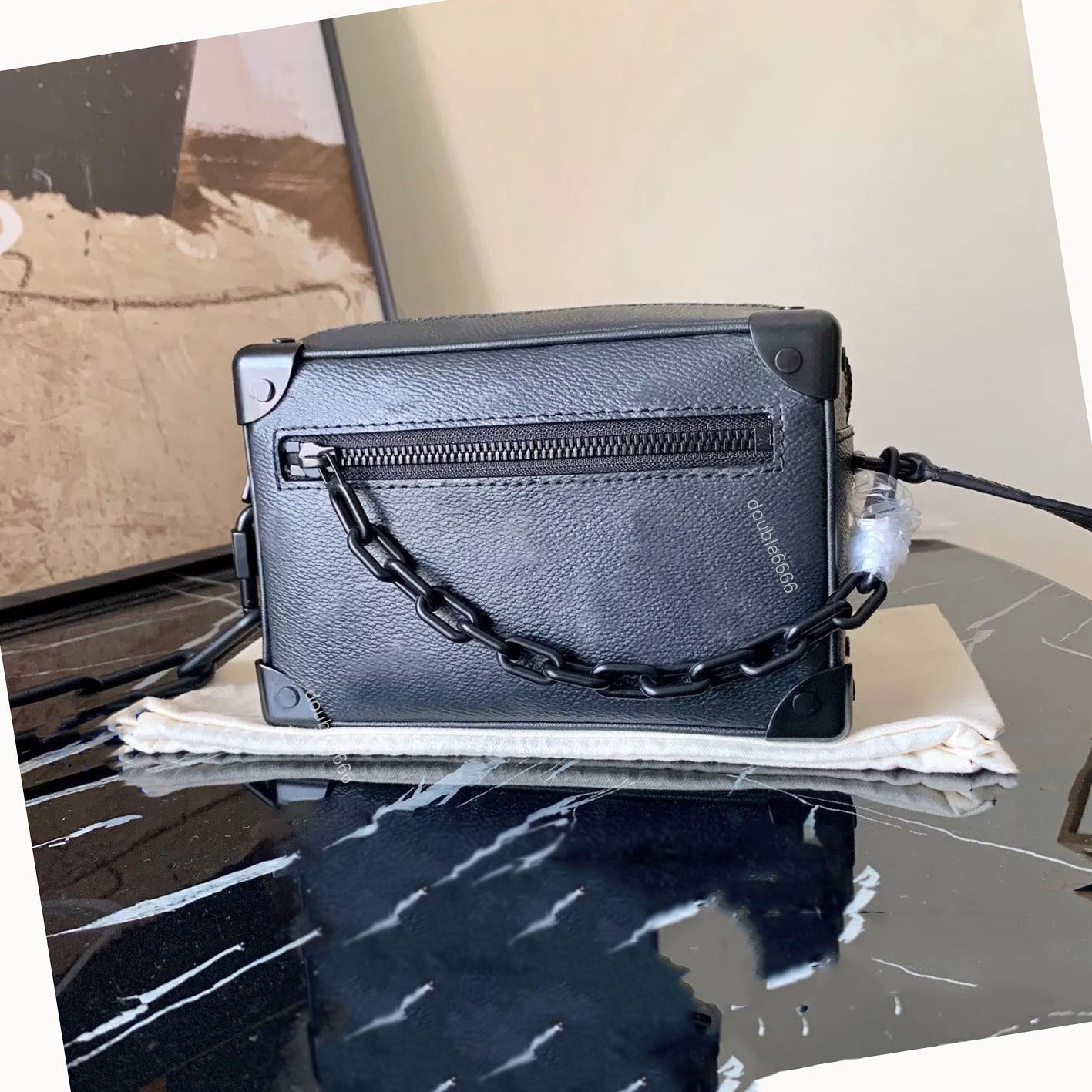 MINI designer men bag canvas embossed print genuine calf-leather Chain box cross-body shoulderbag purse handbag clutch messenger bag chest bag sling bag