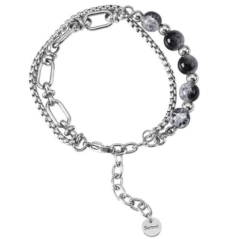 ZAKOL Tren Ball Crystal Beaded Chain Bracelets For Women Men Black Link Metal Bangles Strand Wristlet Jewelry Gifts FestivalXJ250219
