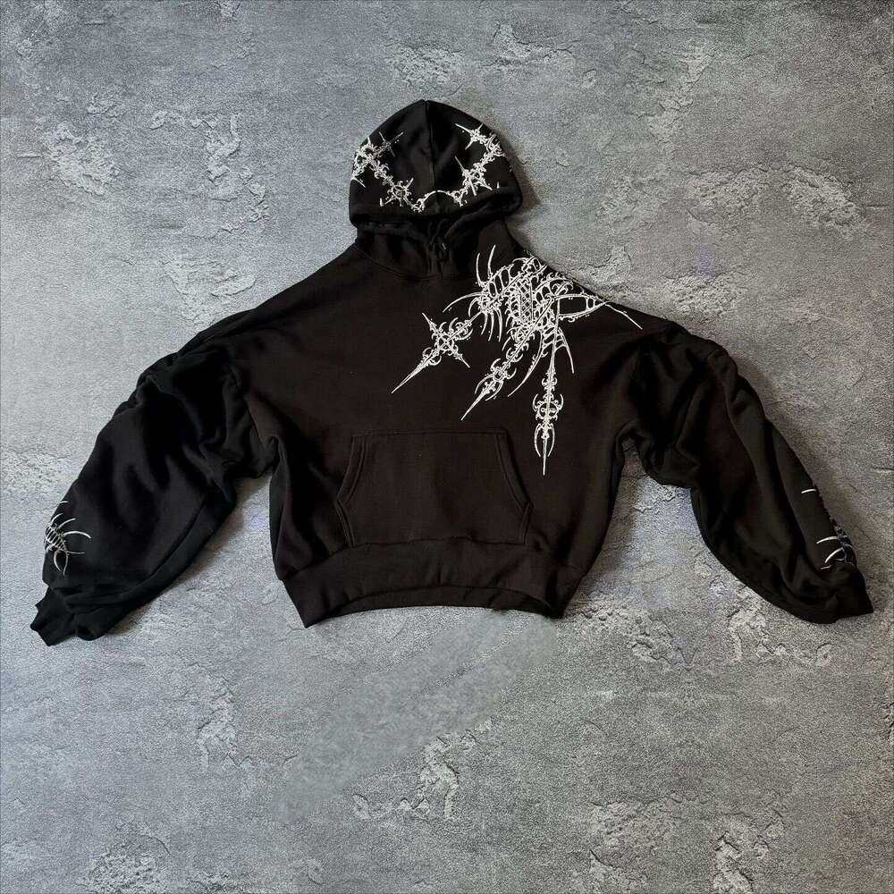 Sweatshirt printed pattern long sleeved pullover hoodie dark street trend y2k