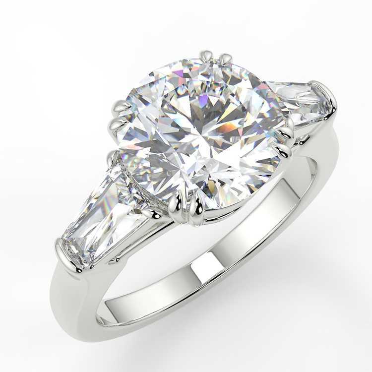 14K Solid Gold 3 Stones Moissanite Diamond Fashion Rings Pure Yellow Gold Wedding Ring for Girlfriend