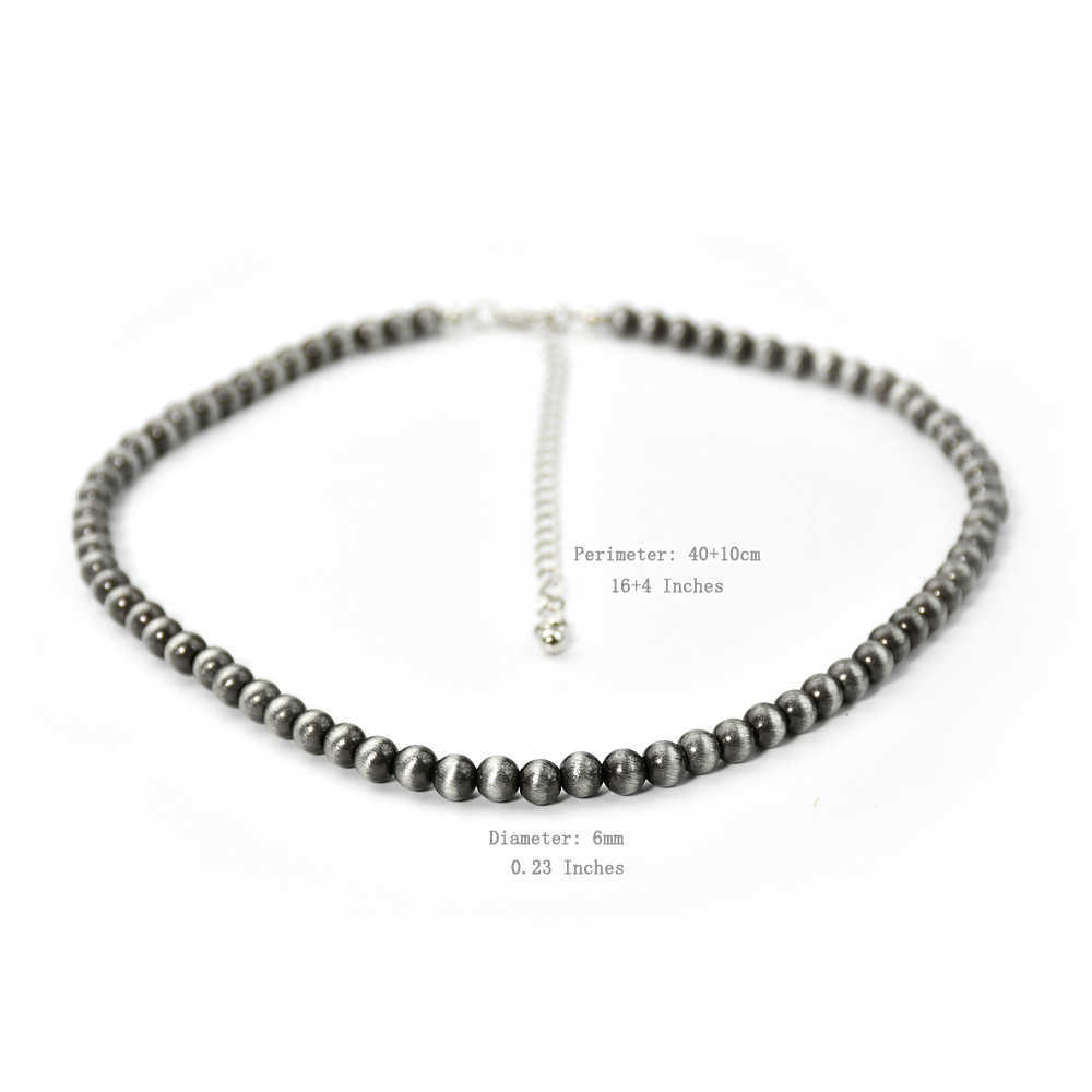Pendant Necklaces Navajo style antique brushed tin CCB round bead necklace popular Western style jewelry for womens niche market H25219