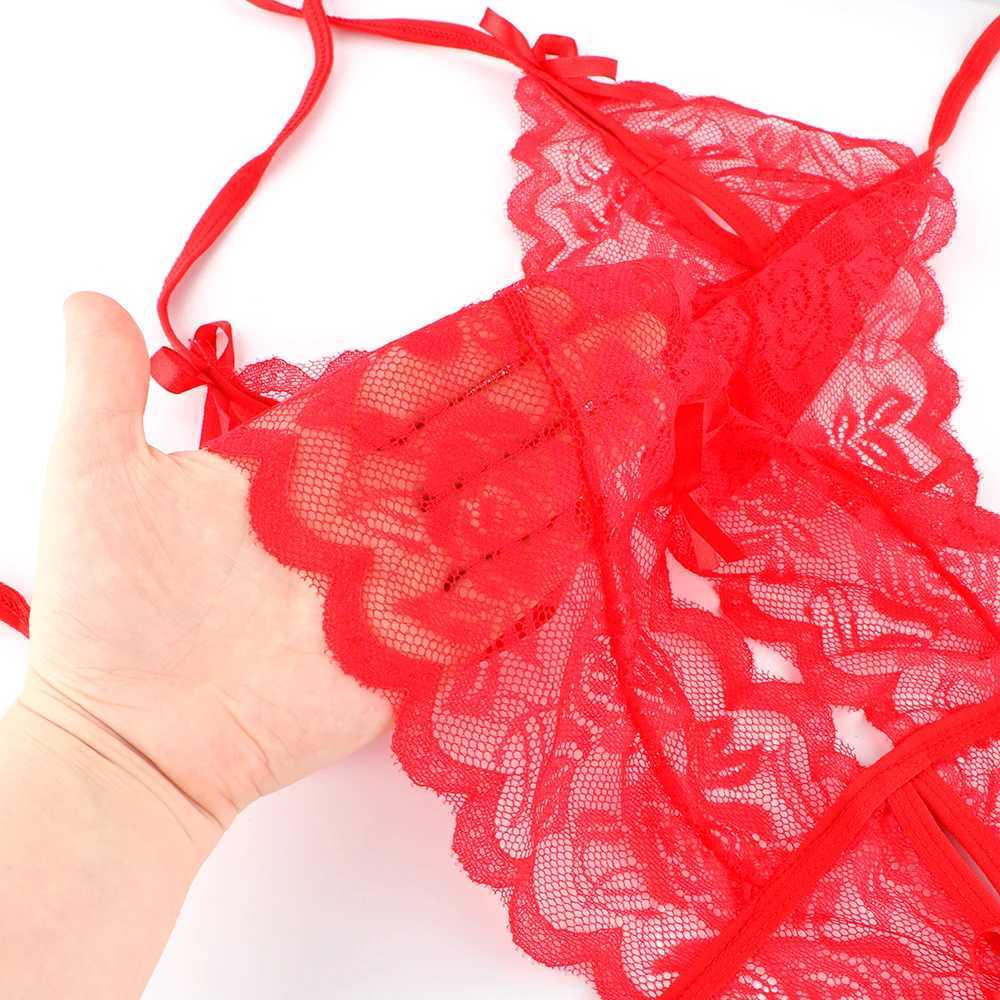 IKOKY Sexy Costumes Sexy Lingerie Erotic Lingerie Lace Siamese Perspective Three-Point Underwear G-string Sex Toys for Women W250220