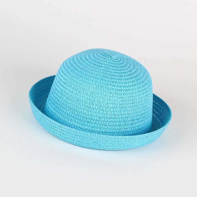 Ddmyshoesvip Wholesale Baby Straw Hat Solid Color Kids Character Decoration Infant Sun Hats Girl Boys Bucket Cap Children Beach Panama Caps