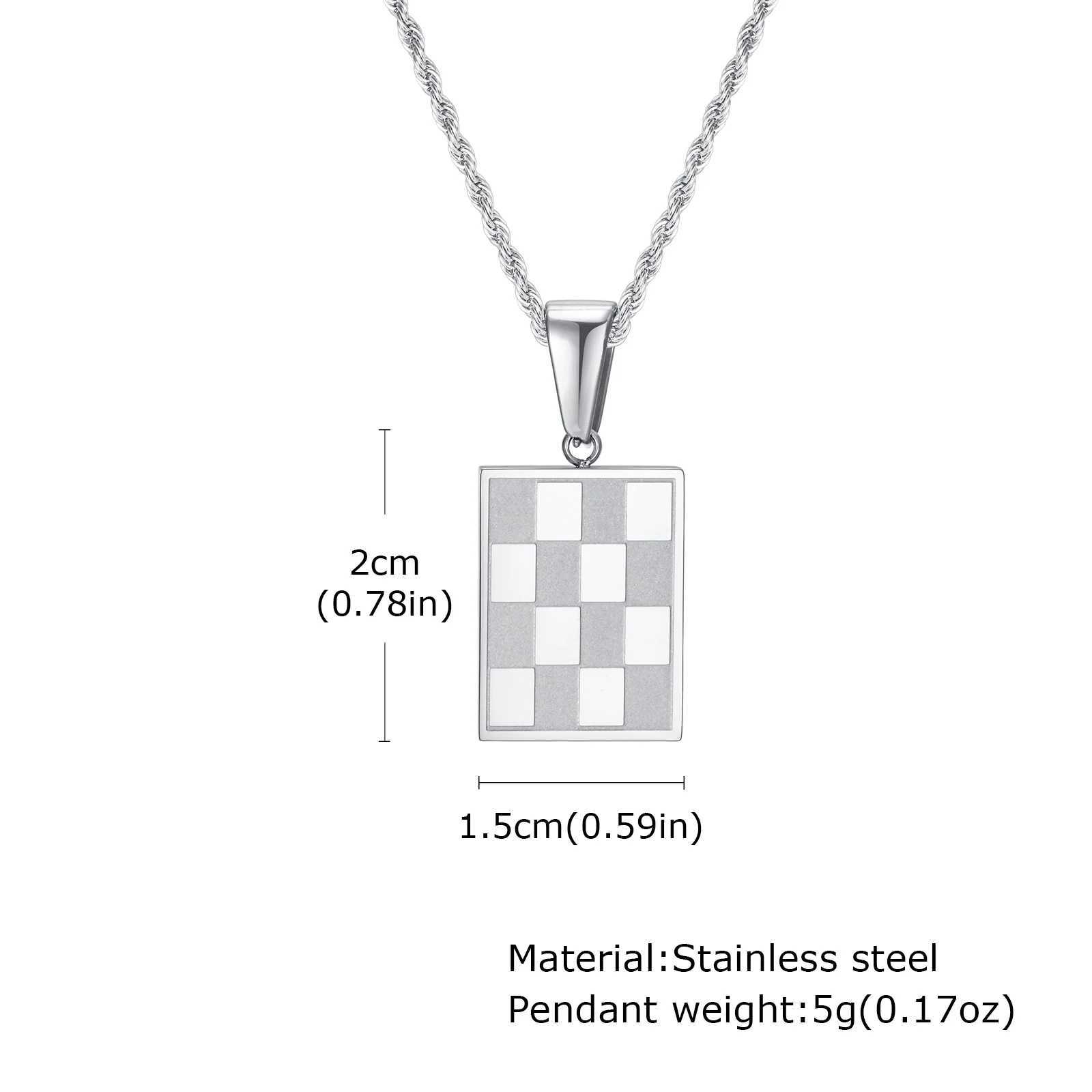 Chboard Square Pendant Necklaces for Men BoysGold Plated Stainl Steel NecklacesTren Jewelry GiftsXJ250219