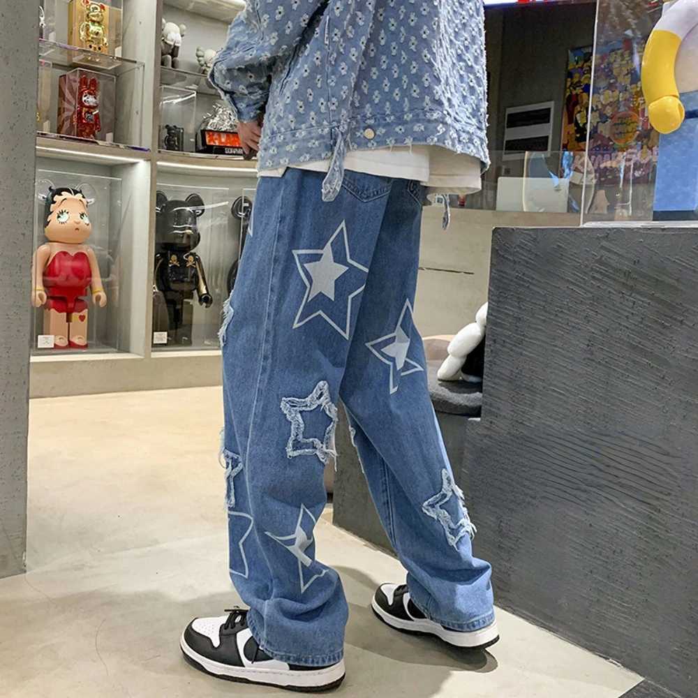 Mens jeans Neutral Wide Leg Denim Trousers Loose Straight Men Jeans aesthetic Man Jeans Pants for boy Casual Baggy hip hop 2022 X250220