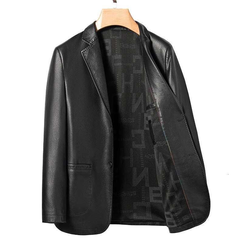 High-Quality Suit Fashion Men's New Handsome Trend All Matching Leather Jacket Slim Fit Autumn And Winter Blazers