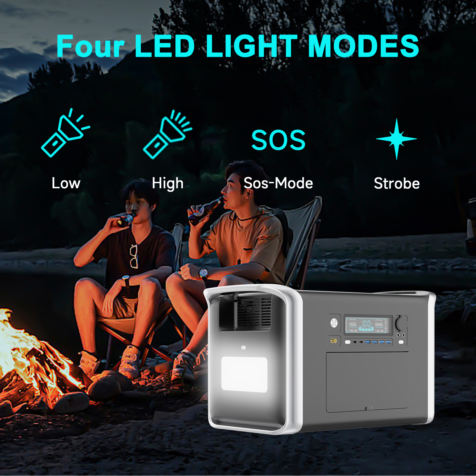 2400W 110V Camping Portable Power Station PowerBank Solar Generator 2600W 220V Lifepo4 Battery Storage RV Backup Energy System