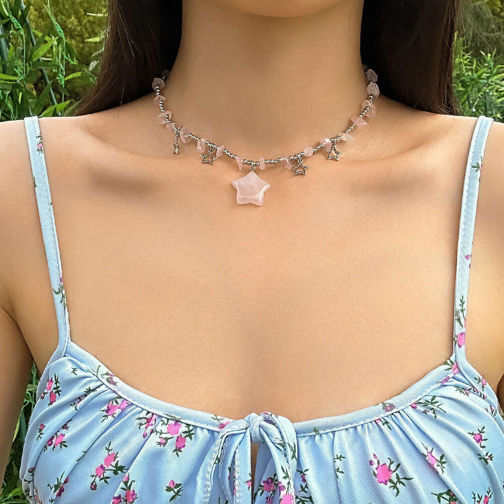 Jewelry Colorful Irregular Stone Beaded Collar Chain Countryside Versatile Short Star Necklace