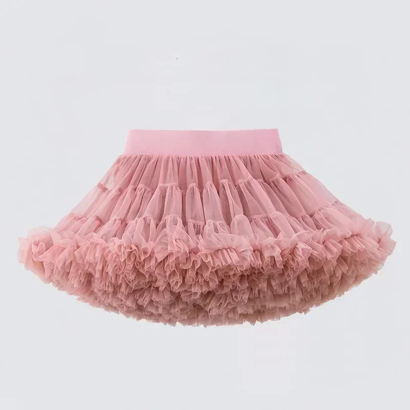 1-8T Lace Skirt Girls Fluffy Chiffon Pettiskirt Solid Colors Tutu Skirts Girl Dance Skirt Christmas Tulle Petticoat Tulle B062 250220