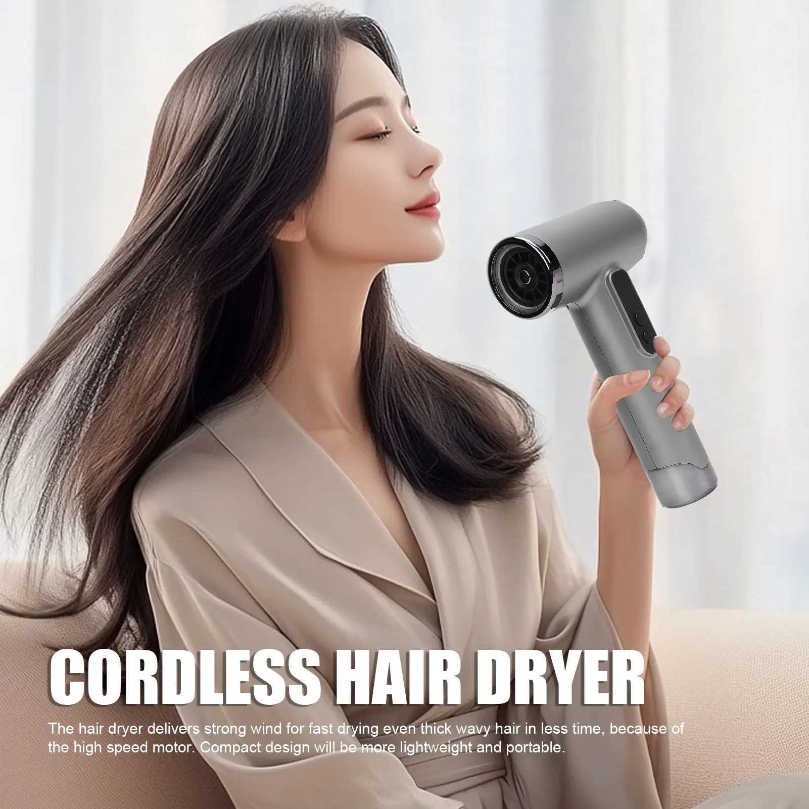 Portable travel hair dryer USB charging small hair dryer 200W 5000mAh power ABS lightweight home hair dryer W250220