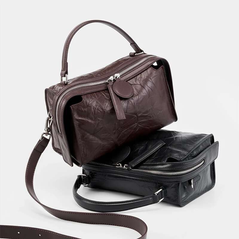 Burminsa Cowhide Genuine Leather Pillow Small Shoulder Crossbody Bags For Women 2024 Trend Designer Boston Tote Ladies Handbags