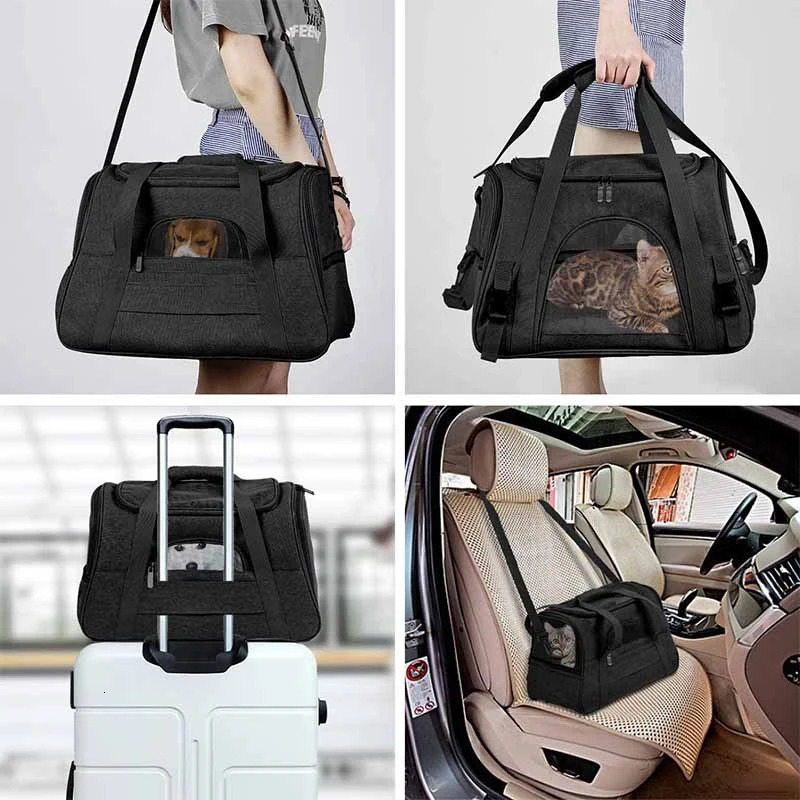 Soft-Sided Pet Travel Mesh Breathable Bags for Cats Dogs Comfort Foldable Handbag Pet Transport Bag 250217