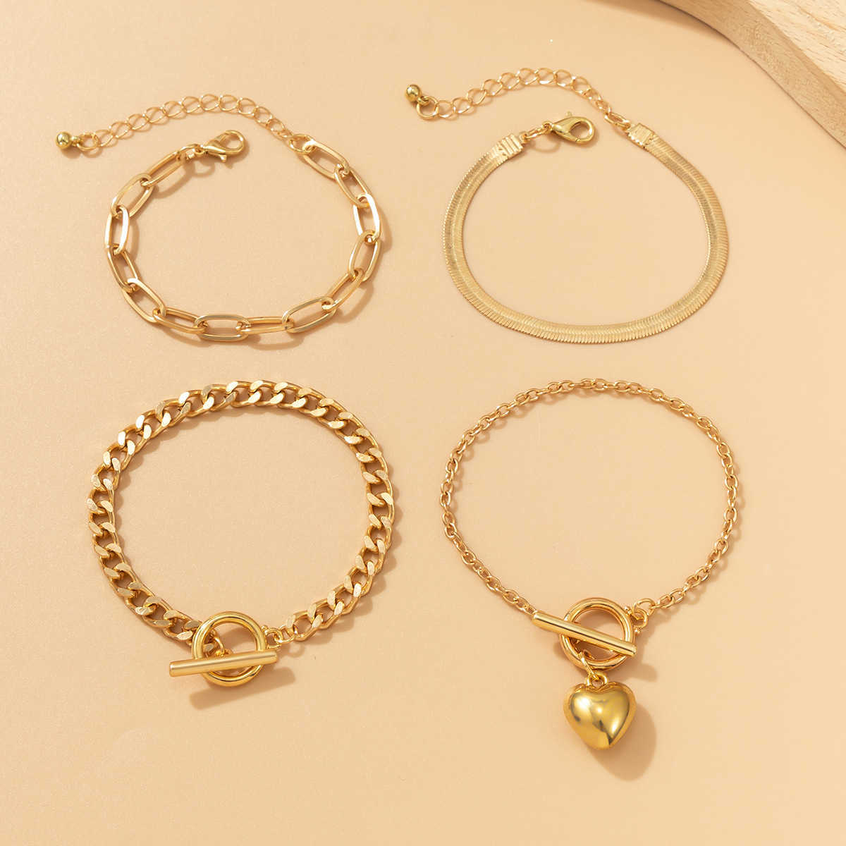 Charm Bracelets Jewelry Metal Style Set Snake Bone Chain Hip Hop Bracelet Geometric Love Punk Sweet Cool Bracelet H25220 1 574Y