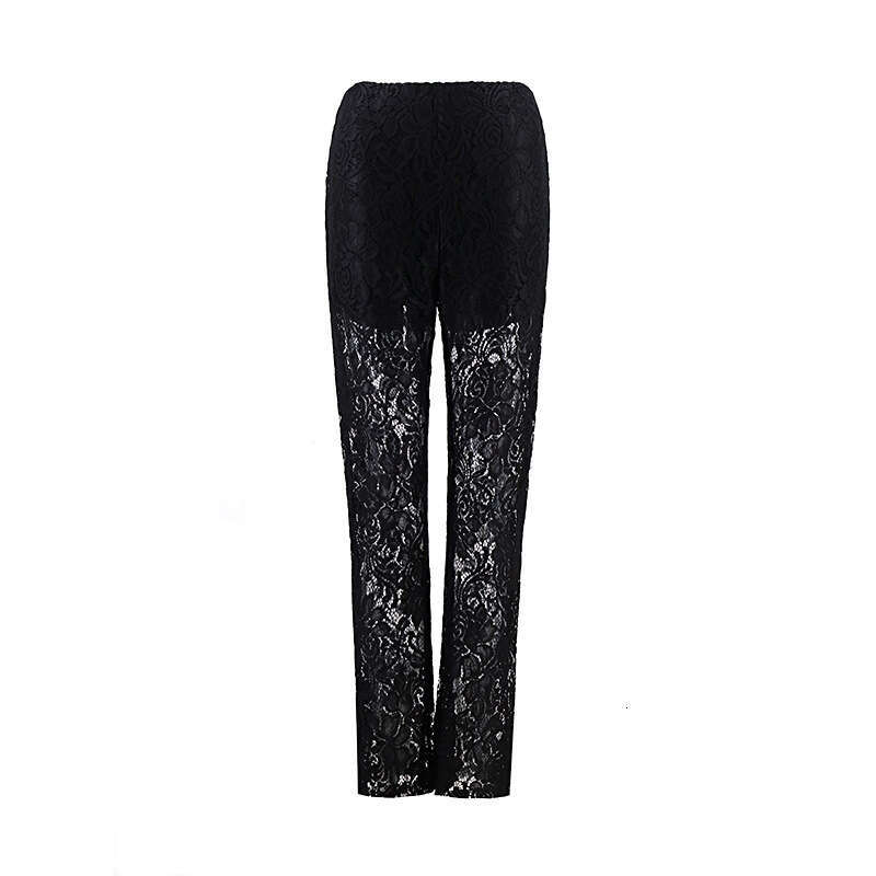 Spring European American Ins sexy hot girl high waist splicing mesh straight leg pants for women's hair collection 2025 new style chic and elegan