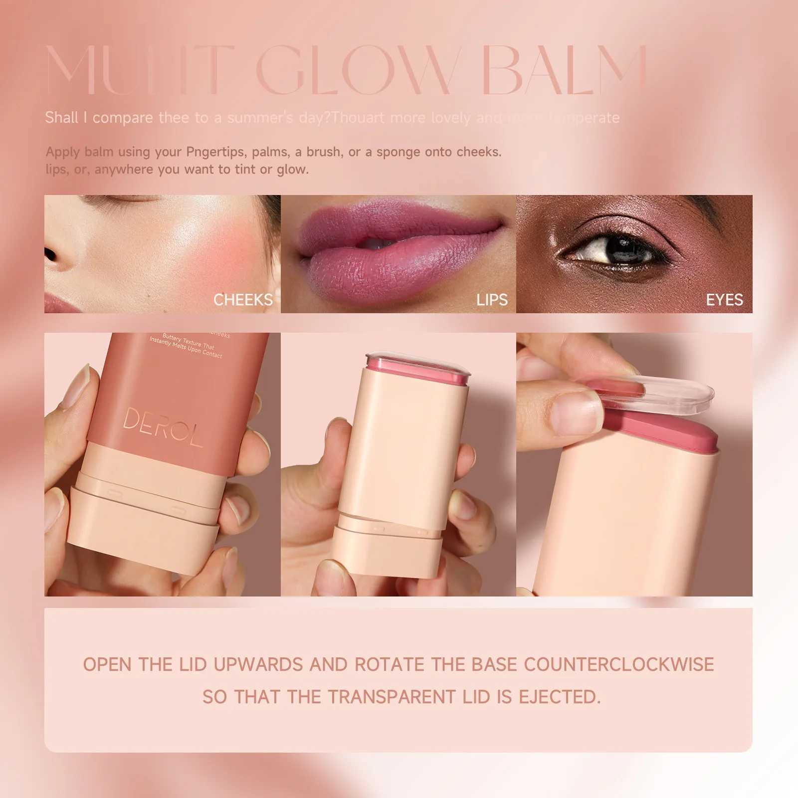 DEROL matte velvet long-lasting sweat resistant B stick 30g natural nude contour shiny composite solid red B makeupW250220