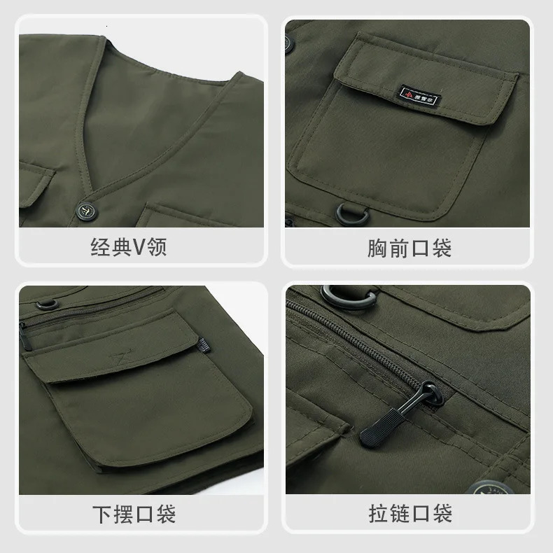 Fishing Vest Unloading Tactical Outdoor Vests Man Pographer Waistcoat Mesh Work Sleeveless Jacket Multi-pocket Vest Coats 250219