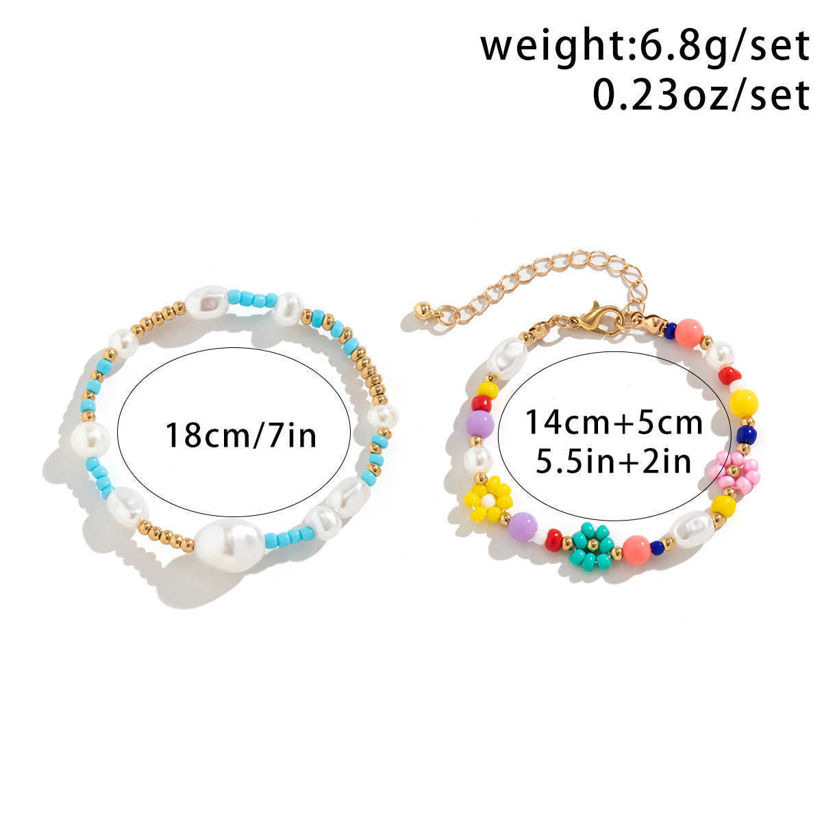 Charm Bracelets Simple and Fresh Rice Bead Set Bracelet Beach Color Weaving Elastic Sweet and Cool Handmade H25220
