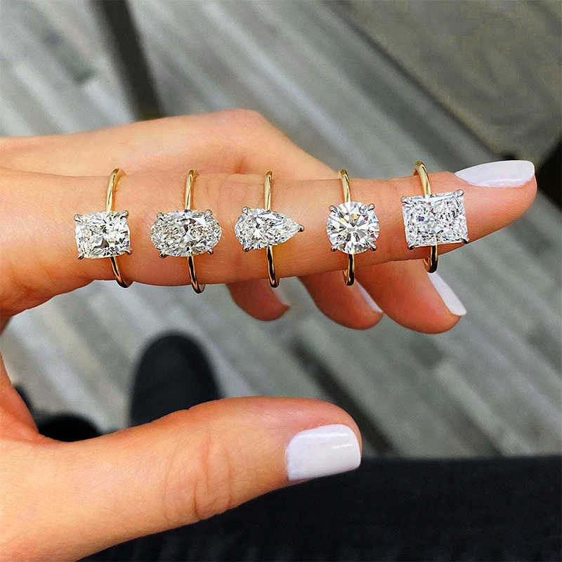Luster Jewelry D VVS 5ct Diamond Fancy Shape Simple Solitary With GRA 10k Rose Yellow Solid Gold Moissanite Ring for Engagement