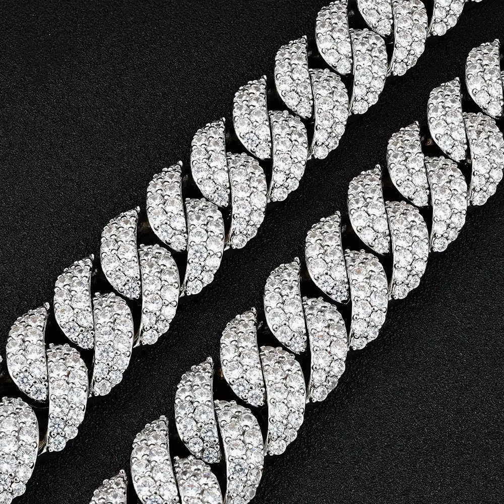 Pass Tester Hip Hop Jewelry 16mm sterg sier VVS Moissanite Miami Cuban Chain