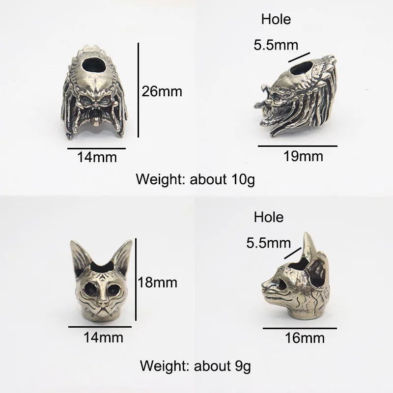 7 styles of silver knife beads DIY umbrella rope weaving hanging accessories EDC outdoor tools charm white brass selling 250213
