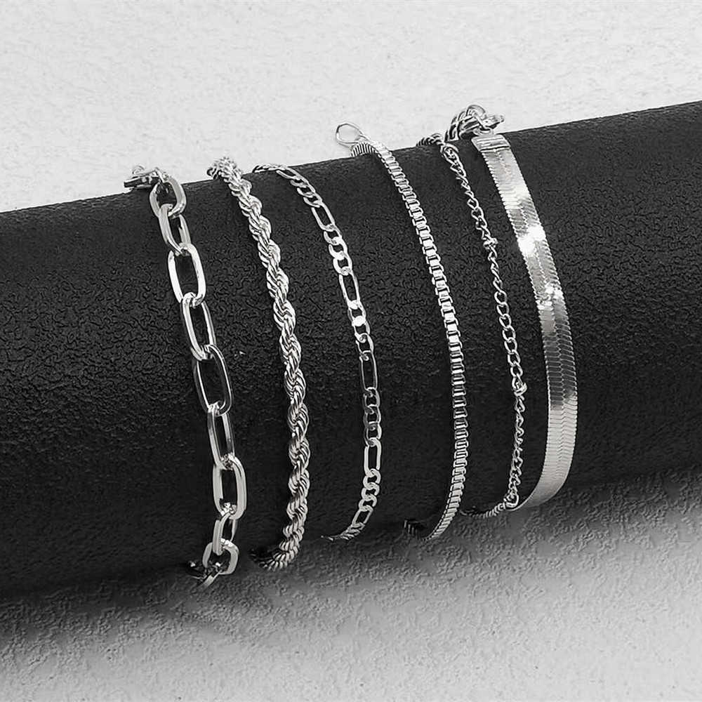 Charm Bracelets Bohemian Minimalist Handicraft Metal Figaro Chain Womens Set Multi layered Chain Minimalist Bracelet H25220