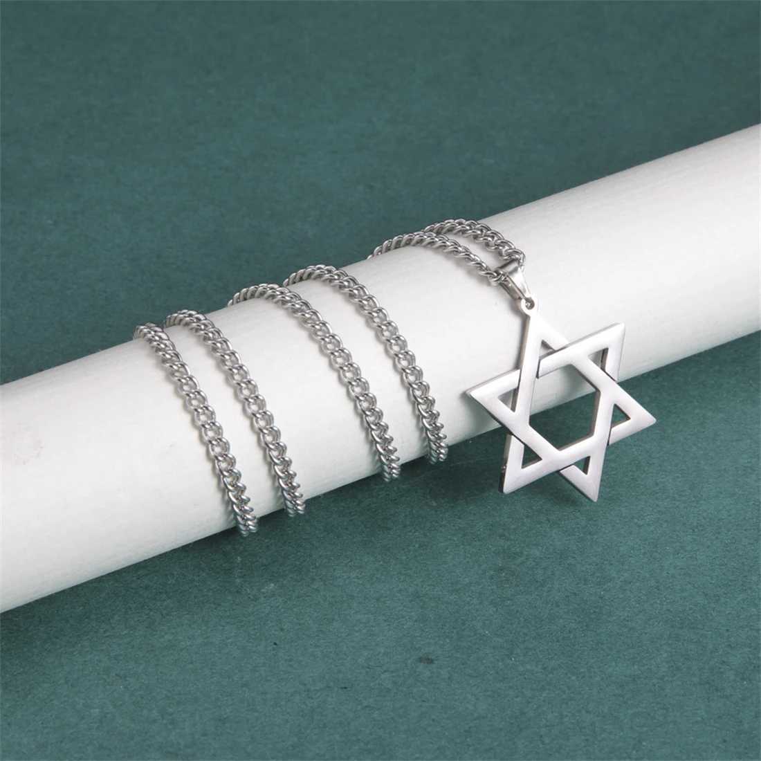 EUEAVAN Star of David Pendant Necklace Women Men Stainl Steel Gold Silver Black Color Classic Six-pointed Star Je JewelryXJ250219