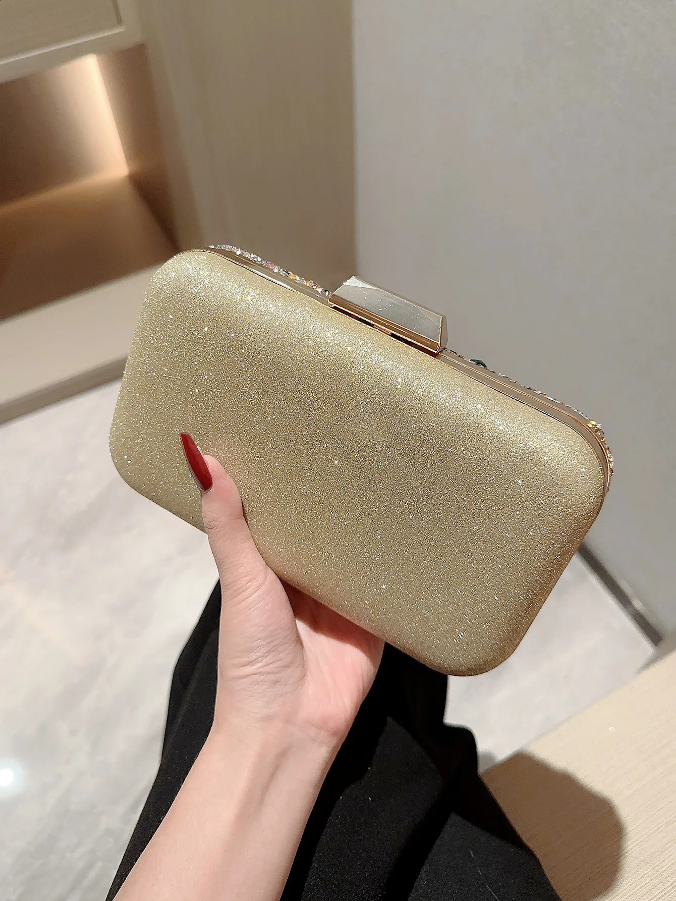 evening bag shiny rhinestone diamond clutch dress chain classy square box for women 250218