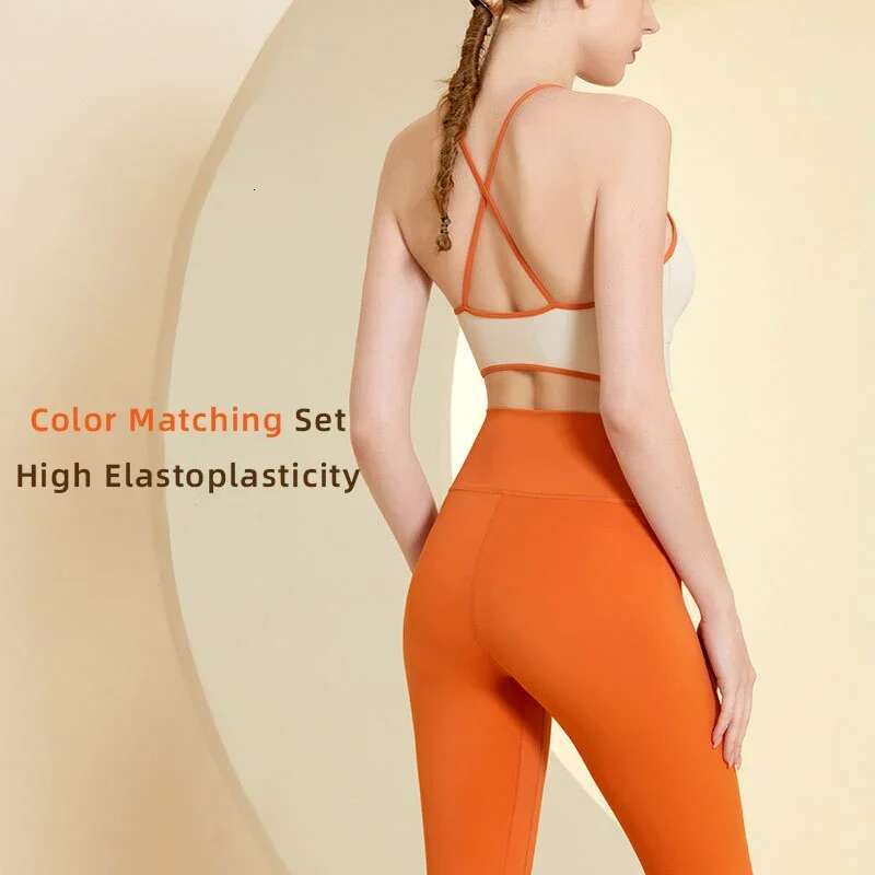 2024 Fashion Suit Women Shockproof Fiess Bra High-Waisted Nude Yoga Pants Running Gym Suits