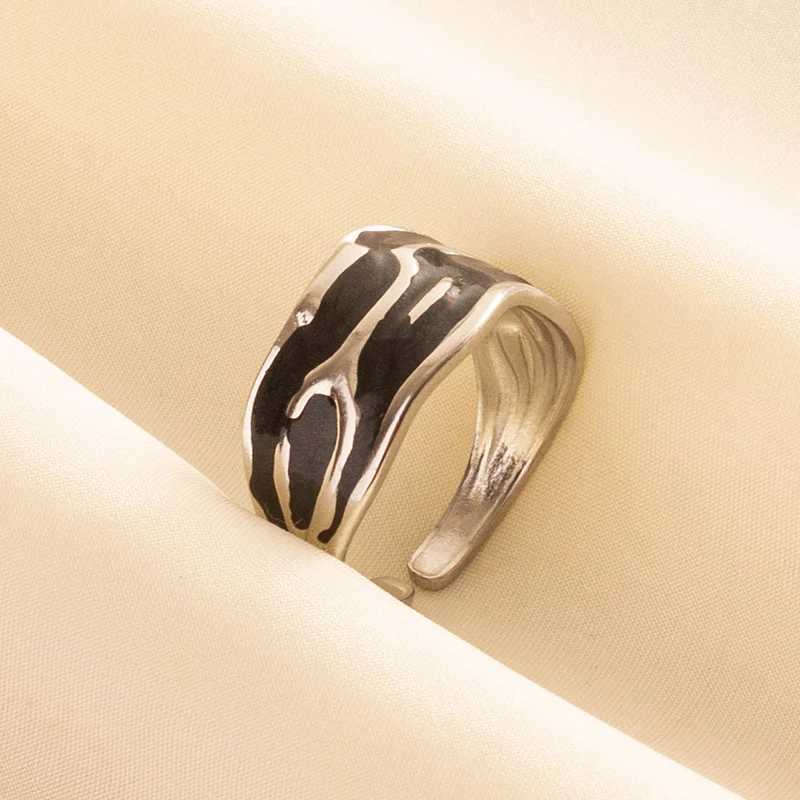 Punk Vintage Black Enamel Ring Stainless Steel Open Rings For Wen Men Jewelry Fire Evil Eye Bague Stainless Steel Femme Gift X250220