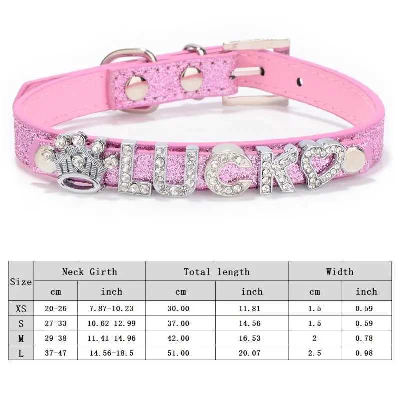 Personalized Dog Collar fashion Bling Rhinestone Pet Free Diy Name Dog Necklace Custome Leather Dog Collars Pet Dog Accessories 250205
