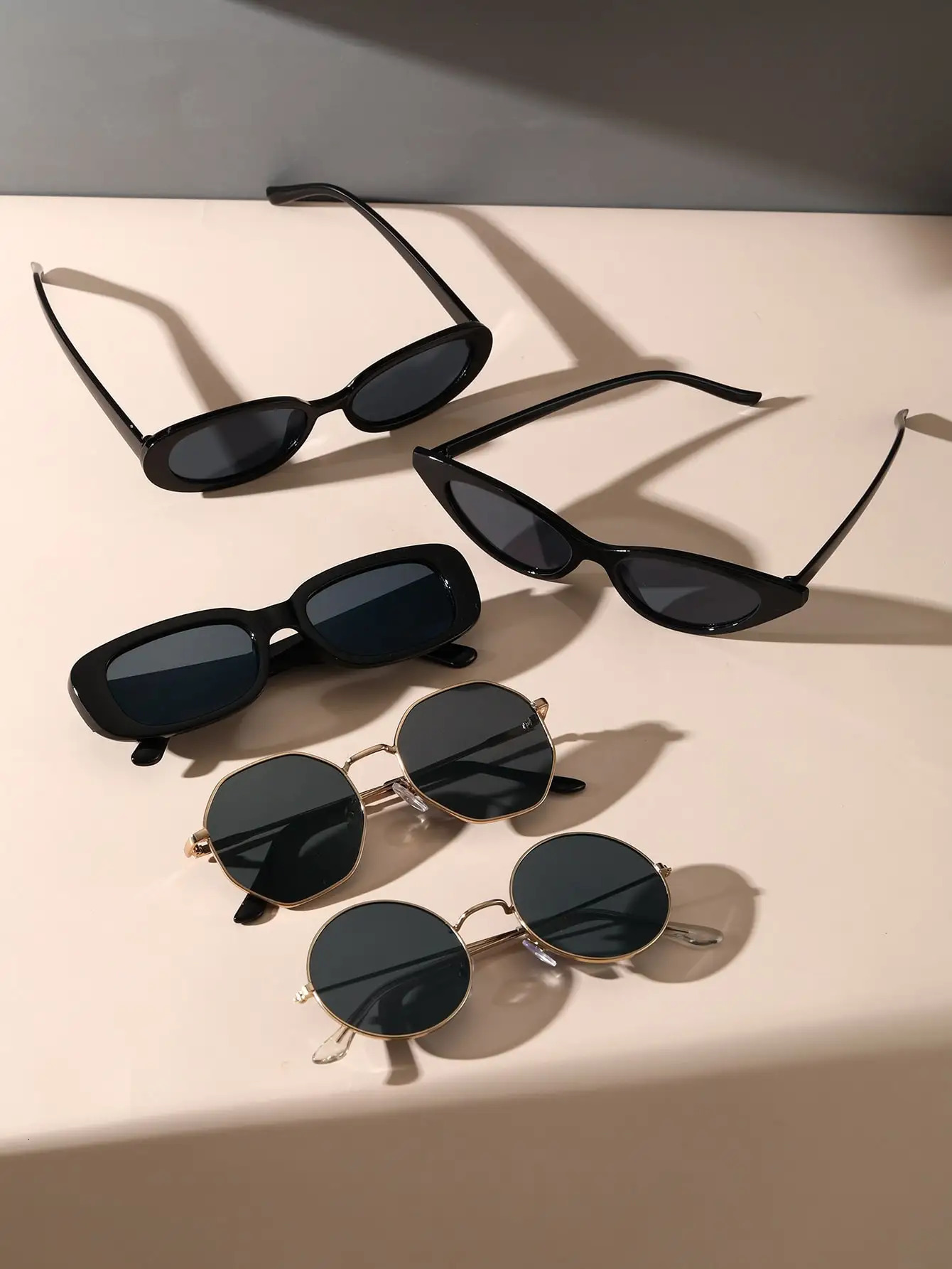 5PCS Unisex Metal Plastic Fashion Sunglasses For Street Pography And Daily Travel 250214