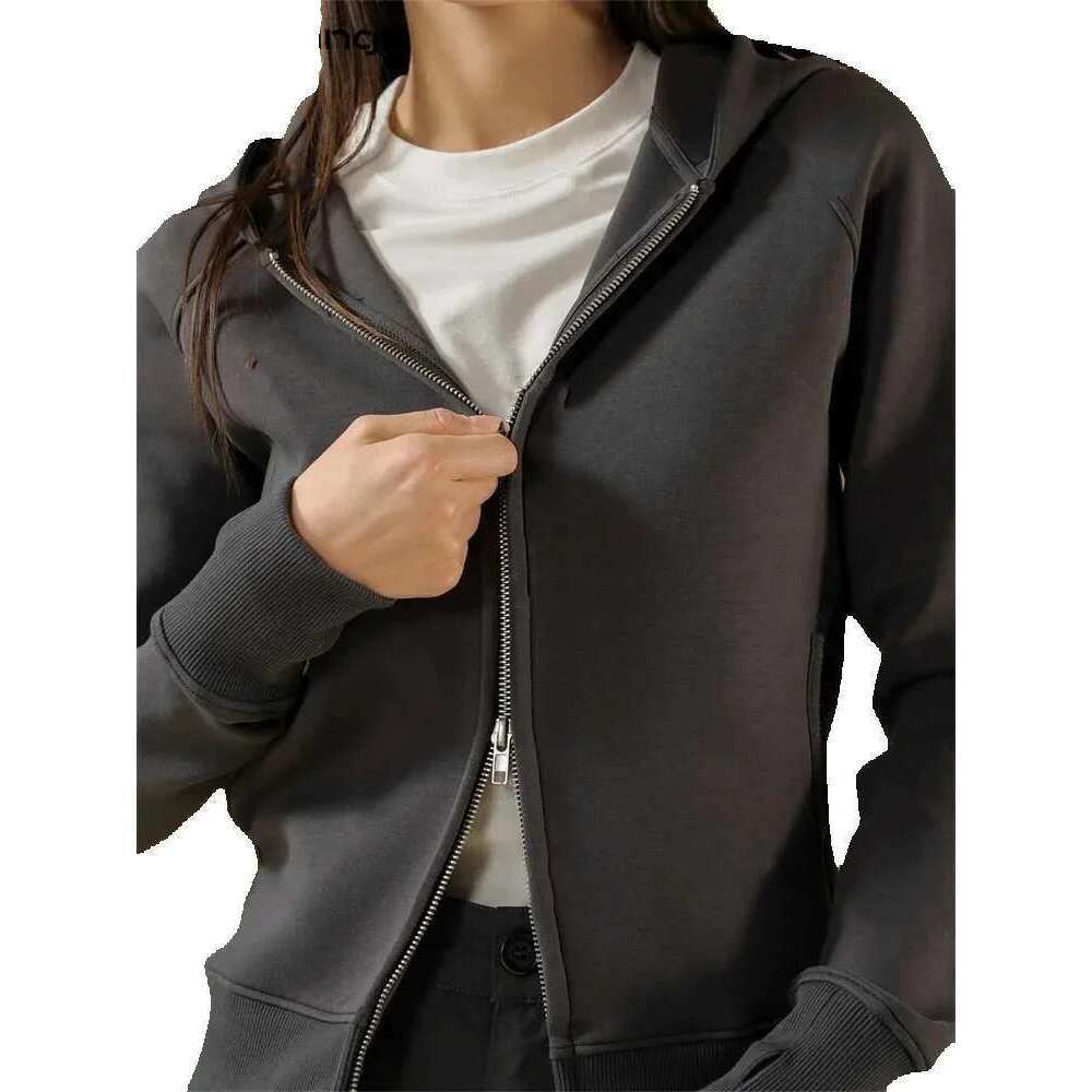 Hanorange 2025 Early Spring Sporty Tight Fitting Hoodies Women Skin Friendly Breathable Hooded Jacket Dark Gray/Light Blue