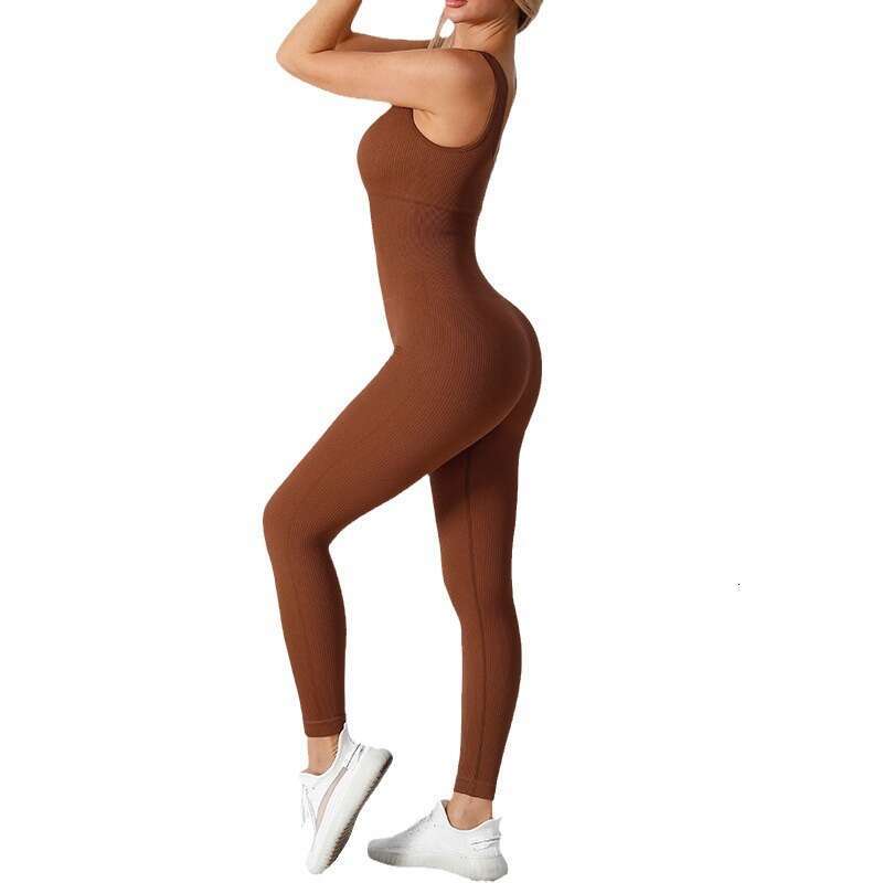 Baoshun Knitted Chest Mat Threaded Yoga Seamless sportswear Fiess Air Intensity Training jumpsuit 2025 temperament versatile new trendy clothing ins