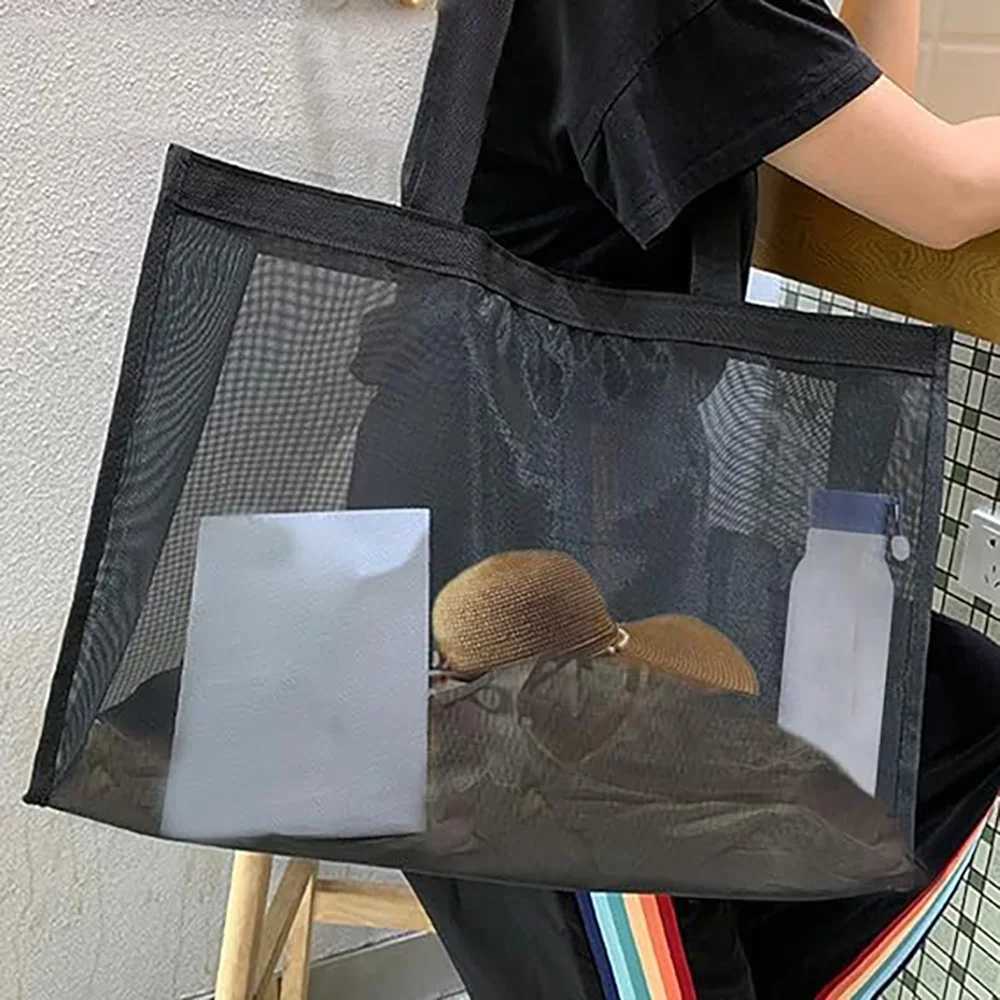 Tote Bags Women Wallets Travel Storage Bags Large Capacity Handbag Transparent Organizer Grid Package Beach Printing Series Z250219