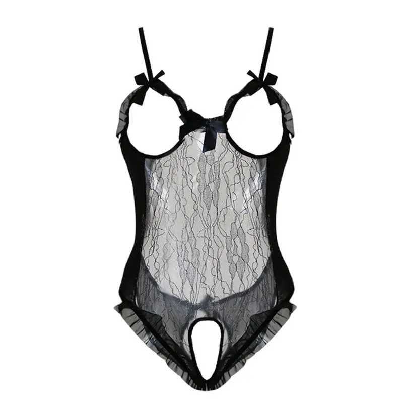 Erotic Lingerie For Women Sex Underwear Porn Outfit Dress Hot Bow Open Sexy Costume Open Crotch Transparent Lingerie Plus Size W250220