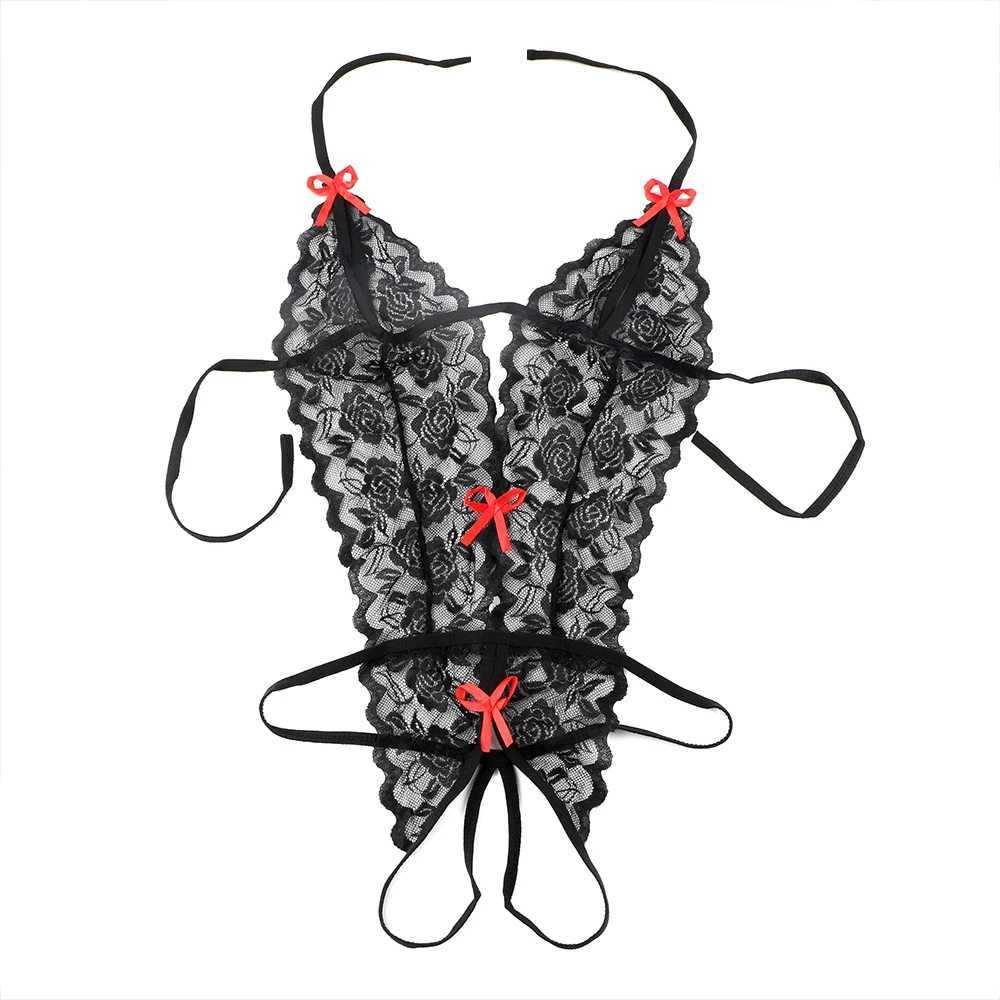 IKOKY Sexy Costumes Sexy Lingerie Erotic Lingerie Lace Siamese Perspective Three-Point Underwear G-string Sex Toys for Women W250220