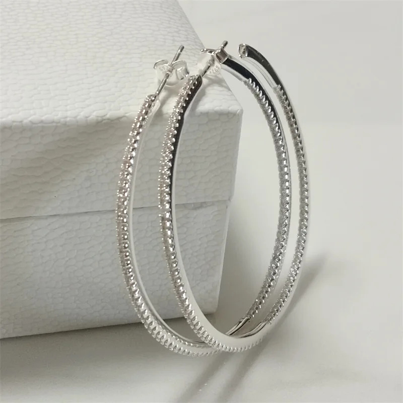 SOMILIA Fashion 925 Sterling Silver AA ZC 40-60MM Hoop Earrings Dangale Earrings For Women Party Fine Jewelry Ring Earrings 250219