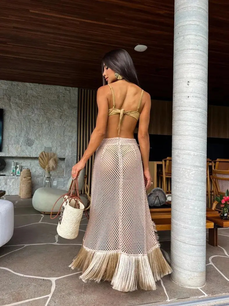 Sexy 3 Pcs Tassel Skirt Women Bikini and Skirt Underwire Swim Suit High Leg Bathing Suit Beach Vacation Casual Female Summer 250220