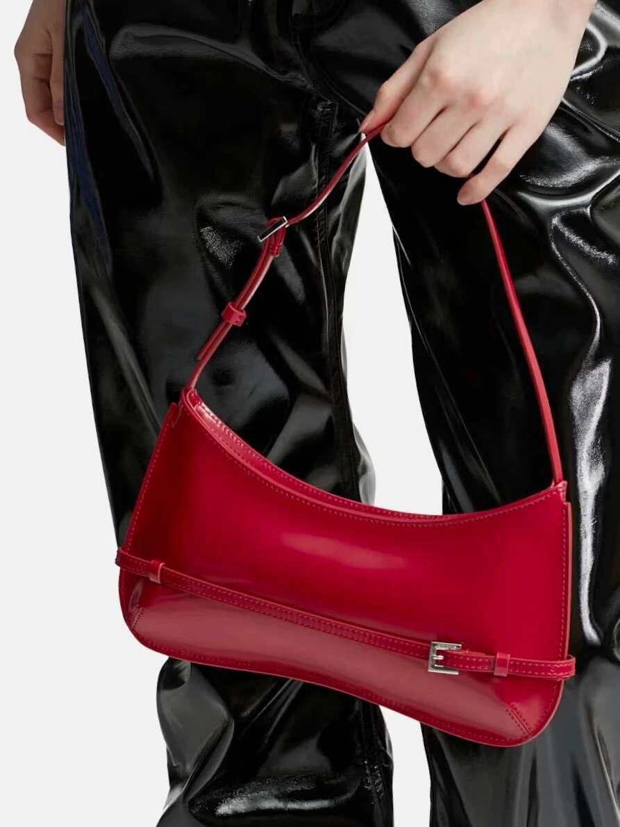 Red Patent Leather Small Mini Underarm Bag Women Smooth And Shiny Handbags Fashion Phone Purses Clutches Zipper Wallets